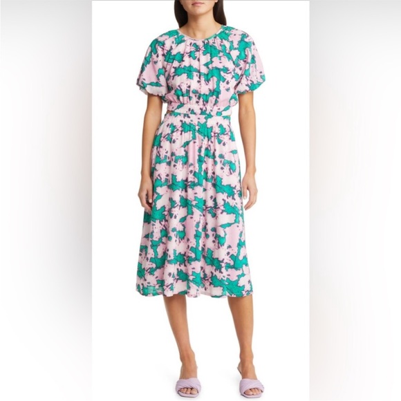 NWOT Chelsea28 Dress Puff Sleeve Side Cut-Out Organic Cotton Blend - Picture 3 of 14